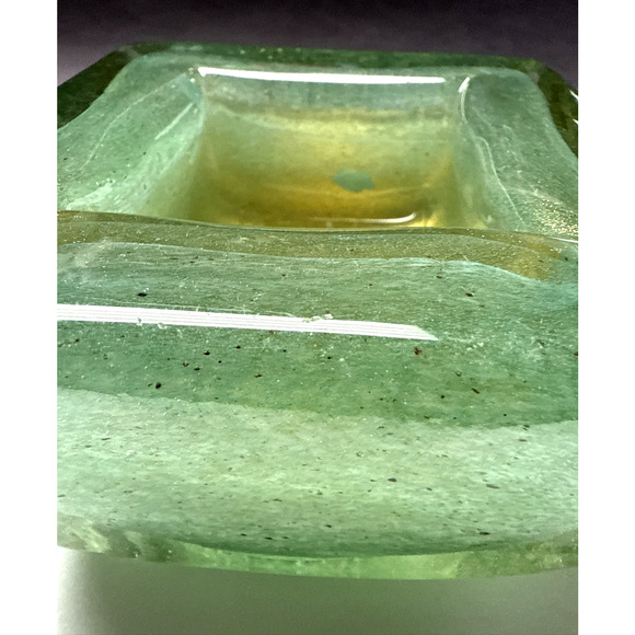 MCM Barovier Toso Eugenio or Aborigeni Art Glass Square Bowl Ashtray Gold Jade - Picture 15 of 16